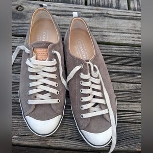 Coach Men's Dark Brown and Cream Sneakers